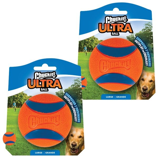 CHUCKIT! Ultra Rubber Ball Tough Dog Toy, 2 count, Large