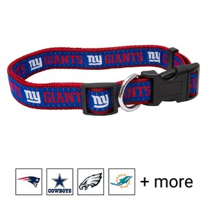 Pets First NFL Nylon Dog Collar, New York Giants, Large: 18 to 28-in neck, 1-in wide