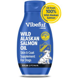 VIBEFUL Wild Alaskan Salmon Oil Liquid Skin Coat Supplement for Dogs 32 oz bottle Chewy