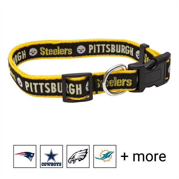 Pets First NFL Nylon Dog Collar, Pittsburgh Steelers, Small: 8 to 12-in neck, 3/8-in wide slide 1 of 5