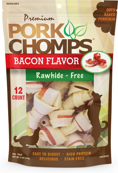 Premium Pork Chomps Bacon Flavor Knotz Dog Treats, 2.5-in, 12 count slide 1 of 6