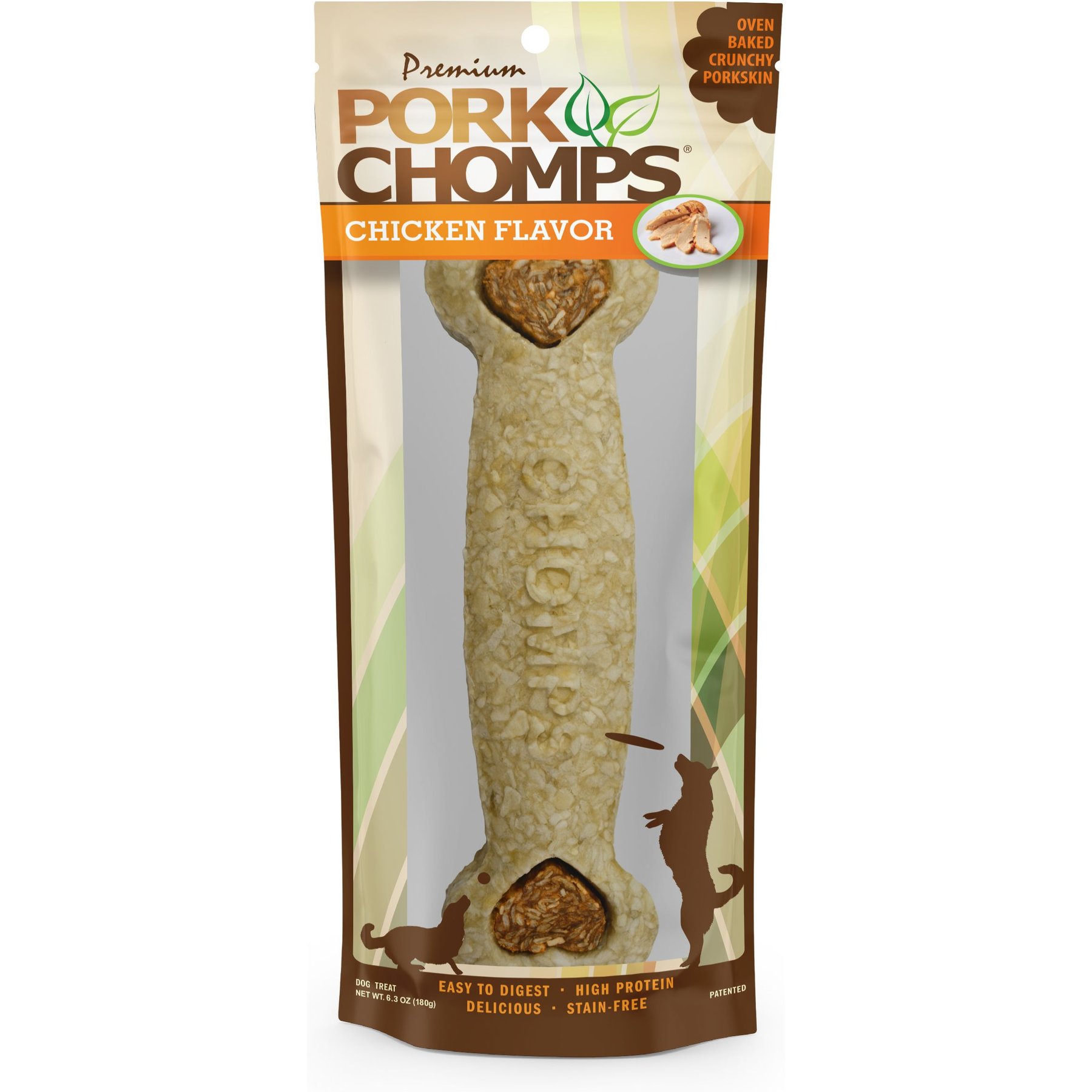 Pork Chomps Chicken Flavor Crunchy Bone Dog Treat