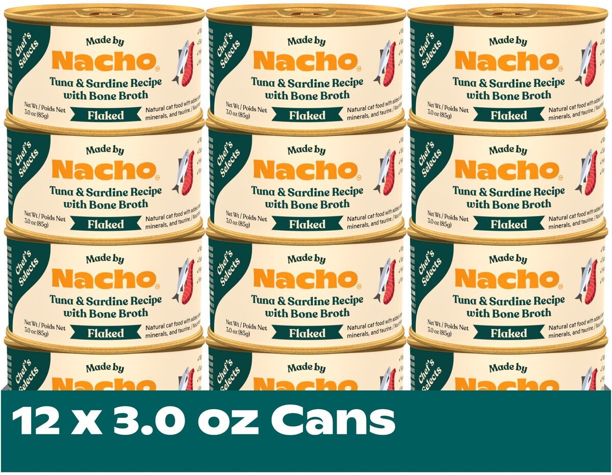 MADE BY NACHO Flaked Tuna & Sardine Recipe in Bone Broth GrainFree Wet