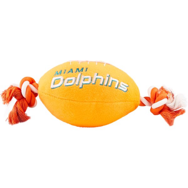 Pets First NFL Miami Dolphins Plush Football Rope Toy for Dogs & Cats - Soft,  Chewy & Squeaky 