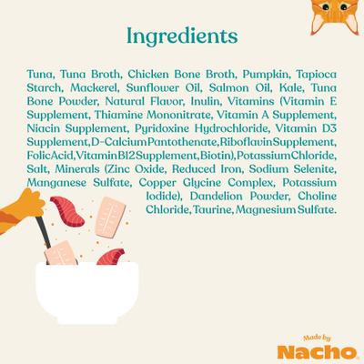 Show full view: Made by Nacho Flaked Tuna & Mackerel Recipe in Bone Broth Grain-Free Wet Cat Food, 3-oz can, case of 12 slide 6 of 9
