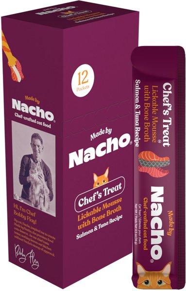 Made by Nacho Tuna & Salmon Recipe Grain-Free Lickable Cat Treats, 0.5-oz pouch, case of 12