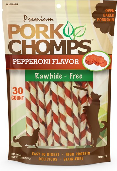 Premium Pork Chomps Pepperoni Flavor Twists Dog Treats, Mini, 30 count slide 1 of 7