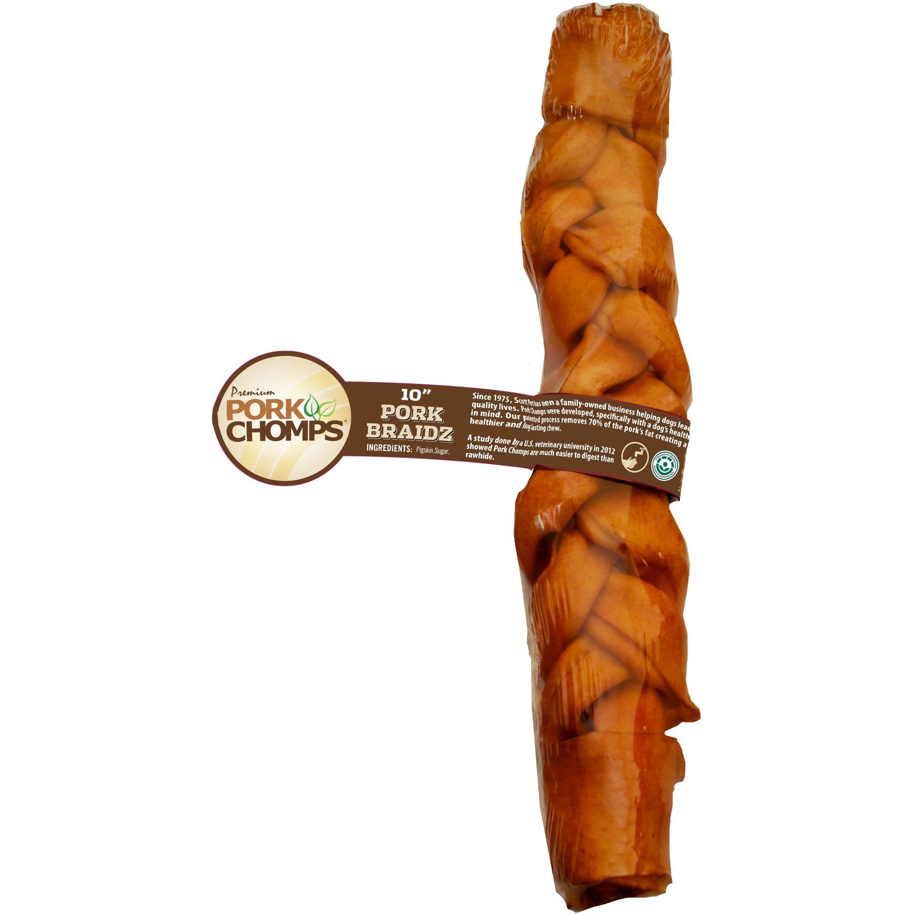 PREMIUM PORK CHOMPS Roasted Braid Dog Treat 10 in Chewy