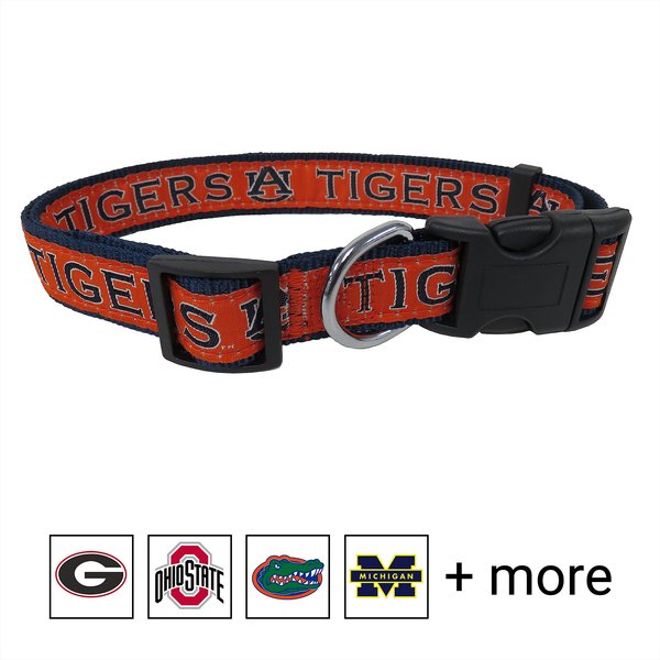 Pets First NCAA Nylon Dog Collar, Auburn Tigers, Large: 14 to 24-in neck, 1-in wide slide 1 of 5