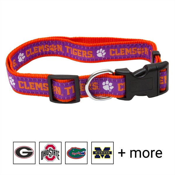 Pets First NCAA Nylon Dog Collar, Clemson Tigers, Small: 6 to 12-in neck, 3/8-in wide slide 1 of 5