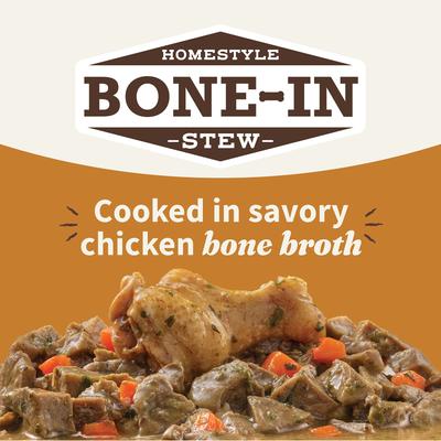 Show full view: Halo Elevate Homestyle Bone-In Chicken Stew with Carrots & Spinach Grain-Free Wet Dog Food, 12.7-oz can, case of 6 slide 4 of 9