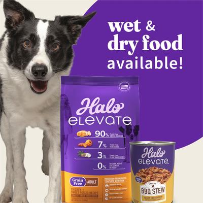 Show full view: Halo Elevate Homestyle Bone-In Chicken Stew with Carrots & Spinach Grain-Free Wet Dog Food, 12.7-oz can, case of 6 slide 7 of 9