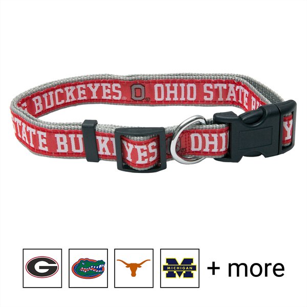 Pets First NCAA Nylon Dog Collar, Ohio State Buckeyes, Medium: 10 to 16-in neck, 5/8-in wide slide 1 of 5
