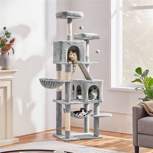Yaheetech 71.5-in Tree with 2 Cozy Perches Cat Tree, Large, Light Gray