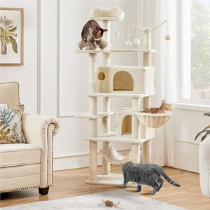 YAHEETECH Multi-Level 63-in Plush Cat Tree, Beige - Chewy.com