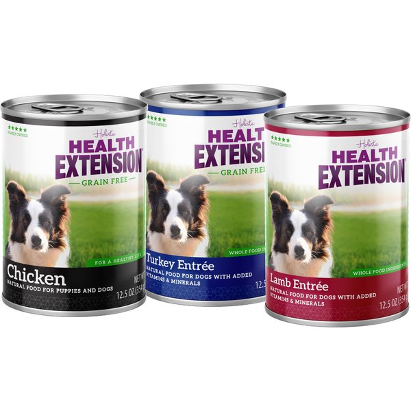 Health Extension Stew Variety Pack: Beef, Chicken, Turkey Wet Dog Food, 12-oz can, 12 count