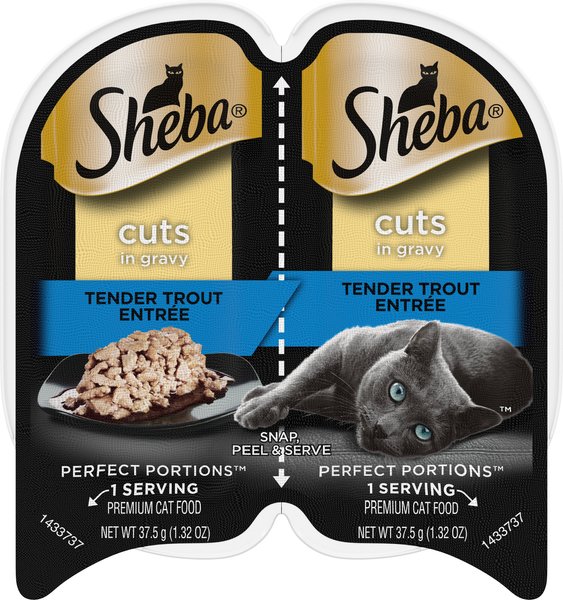 Sheba Perfect Portions Grain-Free Tender Trout Cuts in Gravy Entree Wet Adult Cat Food Trays, 2.6-oz, case of 24 twin-packs slide 1 of 10