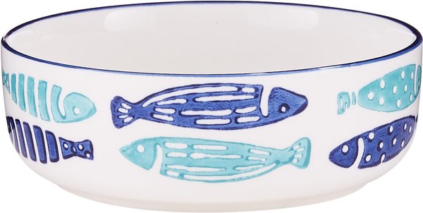 Signature Housewares Coastal Fish Non-Skid Ceramic Cat Bowl, 1-cup slide 1 of 5