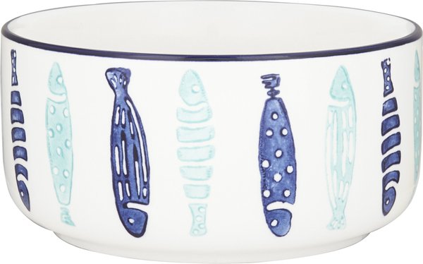 Signature Housewares Coastal Fish Non-Skid Ceramic Cat Bowl, 3-cup slide 1 of 5