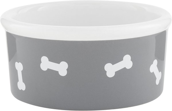 Signature Housewares Bones Non-Skid Ceramic Dog Bowl, Gray, 3-cup slide 1 of 6