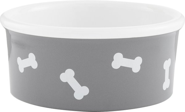 Signature Housewares Bones Non-Skid Ceramic Dog Bowl, Gray, 5.25-cup slide 1 of 6