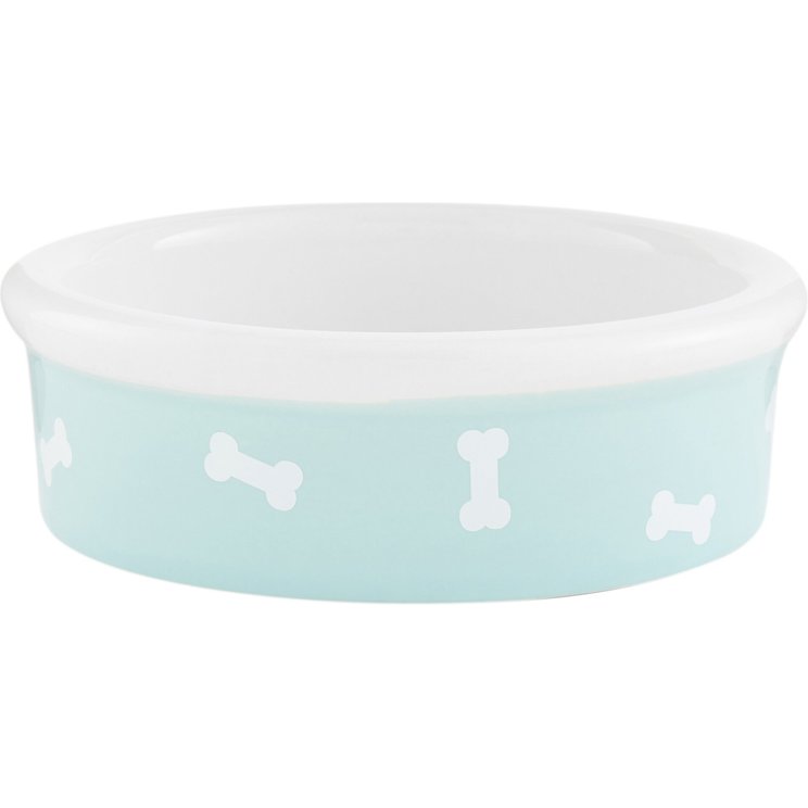 Melia Pet Paw Ceramic Dog Bowl, Light Blue
