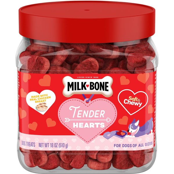 Milk-Bone Tender Hearts Soft & Chewy Dog Treats, 18-oz canister
