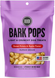 BIXBI Bark Pops Chicken-Free Sweet Potato & Apple Flavor Light & Crunchy Dog Treats, 4-oz bag