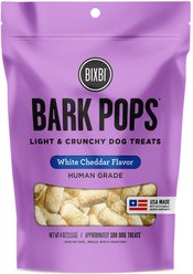 BIXBI Bark Pops Chicken-Free White Cheddar Flavor Light & Crunchy Dog Treats, 4-oz bag