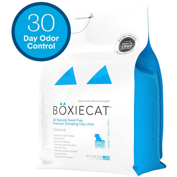 BOXIECAT Premium Unscented Clumping Clay Cat Litter, 28lb bag