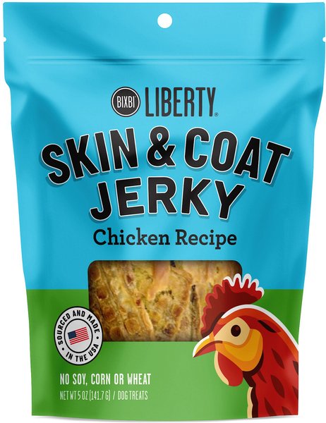 BIXBI Liberty Skin & Coat Chicken Grain-Free Jerky Dog Treats, 5-oz bag slide 1 of 3