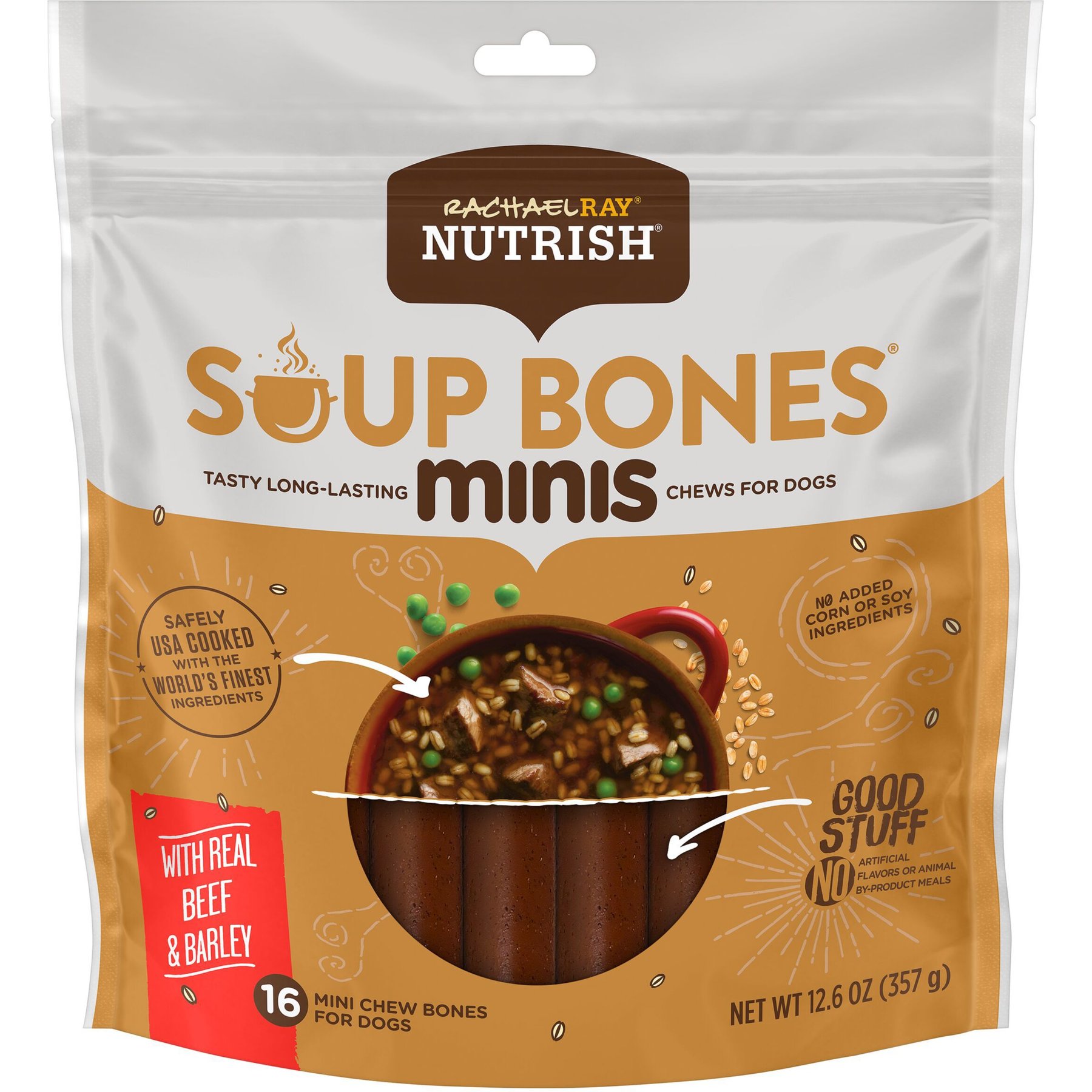 RACHAEL RAY NUTRISH Soup Bones Minis with Real Beef & Barley Chews Dog