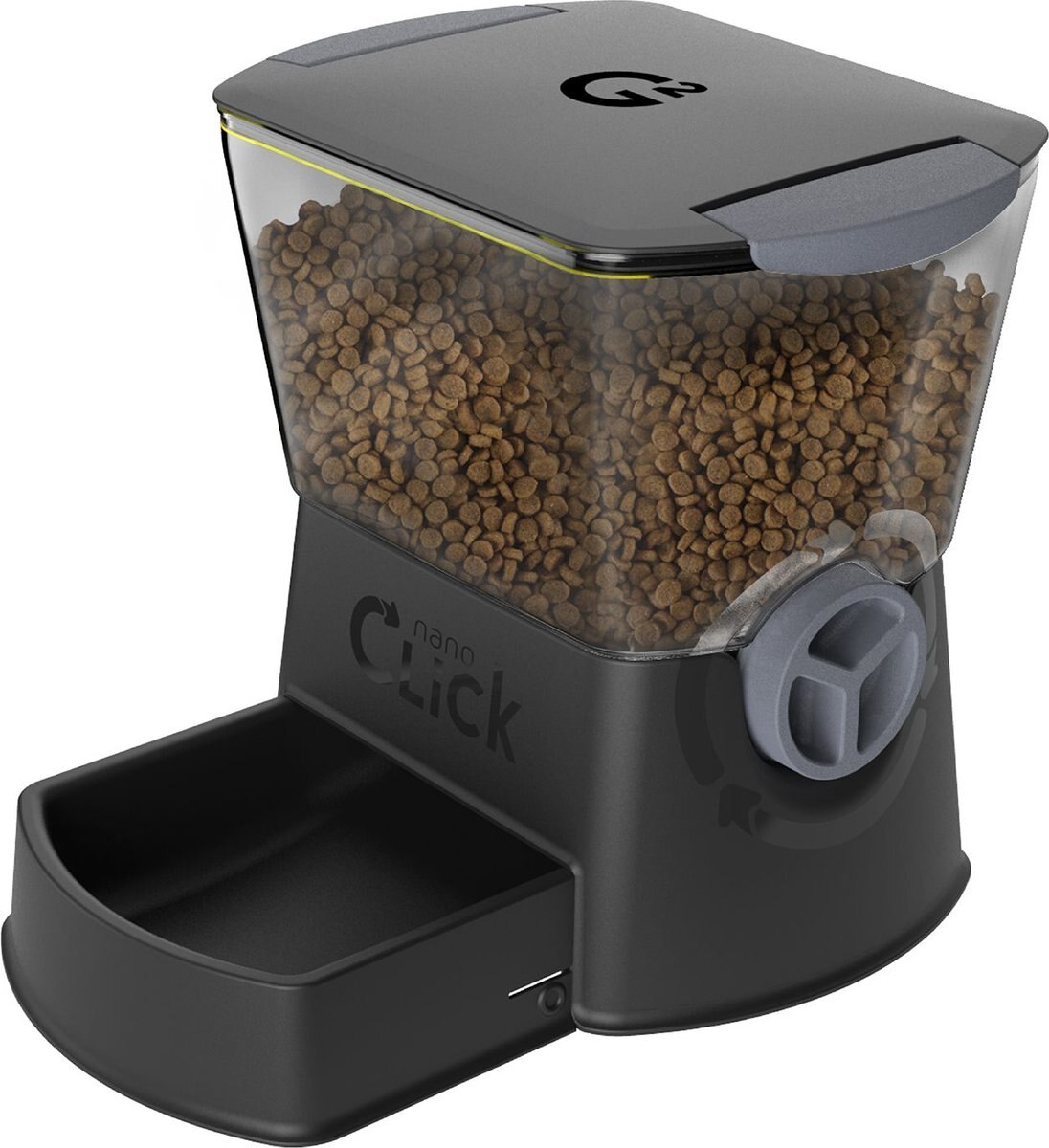 GAMMA2 Nano Click Manual Pet Feeder, Black, 5cup