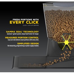 Gamma2 Nano Click Manual Pet Feeder, Black, 5-cup