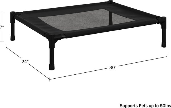 Pet Adobe Portable Indoor & Outdoor Elevated Dog & Cat Bed, Black