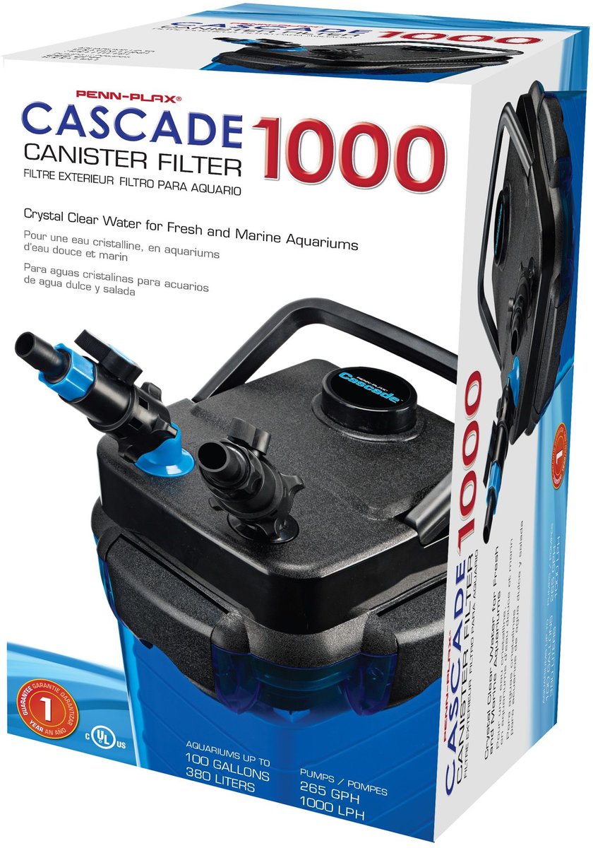 Penn plax cascade canister best sale filter 1000