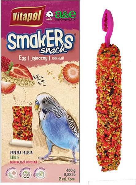 VITAPOL BY A E CAGE COMPANY Parakeet Red Smakers Sticks Twin Pack Bird Treats Chewy