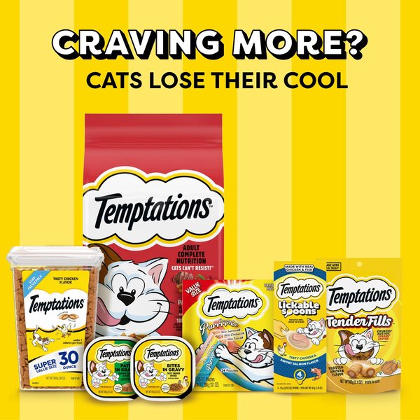 Show full view: Temptations Feline Favorites Classic Variety Pack Soft & Crunchy Cat Treats, 3-oz bag, case of 4 slide 8 of 9