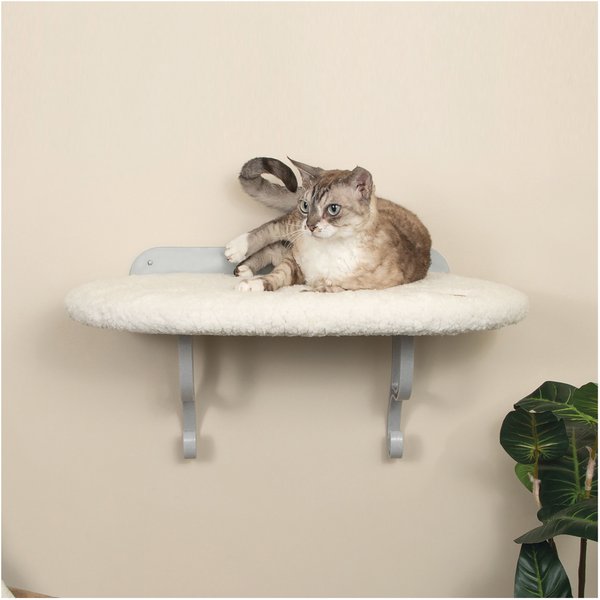 THE REFINED FELINE Lotus Leaf Wall Mounted Cat Wall Shelf, Espresso