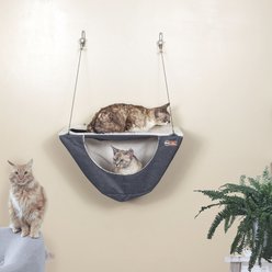 K&H Pet Products Wall Mounted Cat Wall Shelf with Hammock, Gray/Natural