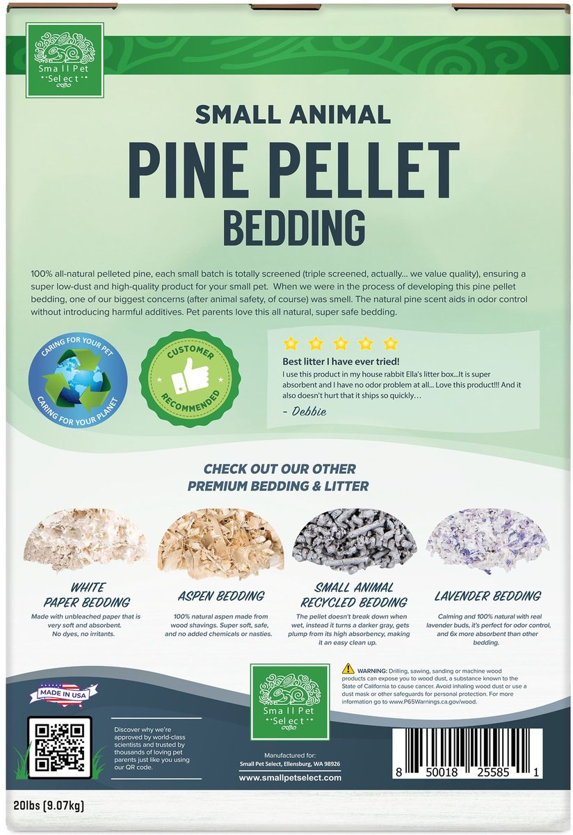 SMALL PET SELECT All Natural Pine Pellet Small Pet Bedding, 20lb box