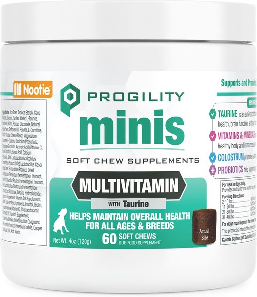 Nootie Progility Minis Multvitamin with Taurine Soft Chew Supplement for Dogs, 60 count