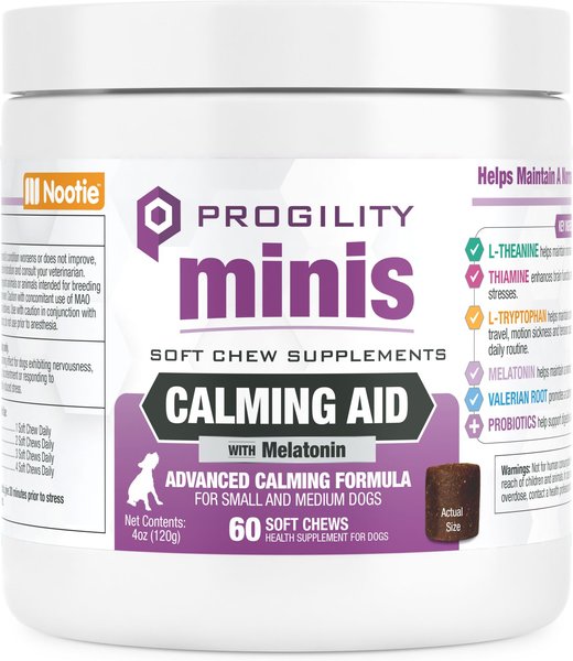 Nootie Progility Minis Calming Aid with Melatonin Soft Chew Supplement for Dogs, 60 count