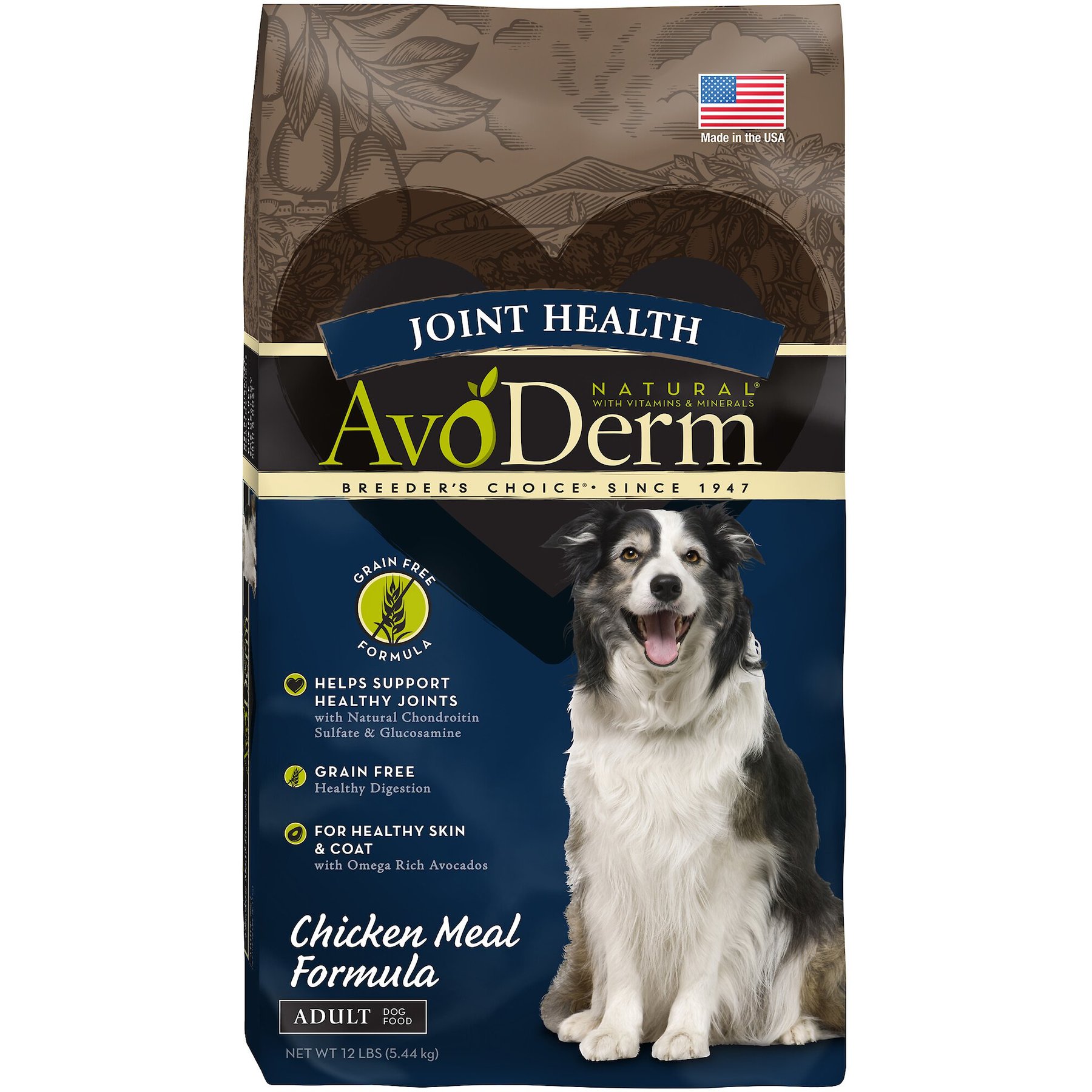 AVODERM Advanced Joint Health Chicken Meal Formula Grain Free Dry Dog Food 24 lb bag Chewy