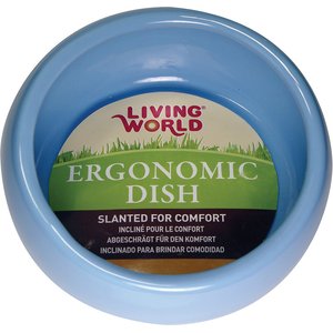 Living World Blue Ergonomic Small Pet Dish, Small