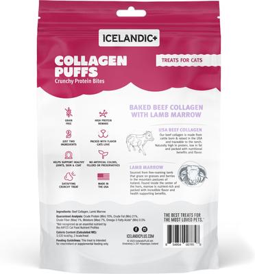 Show full view: Icelandic+ Beef Collagen Mini Puffs with Marrow Crunchy Cat Treats, 0.5-oz bag slide 3 of 4