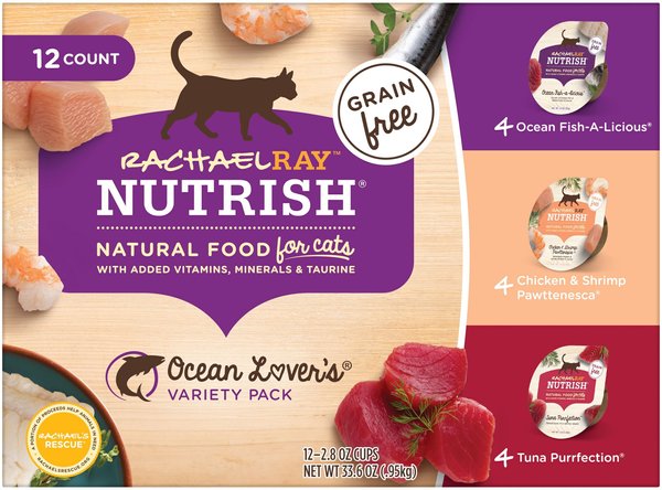 Rachael Ray Nutrish Ocean Lovers Variety Pack Natural Grain-Free Wet Cat Food, 2.8-oz, case of 12 slide 1 of 8