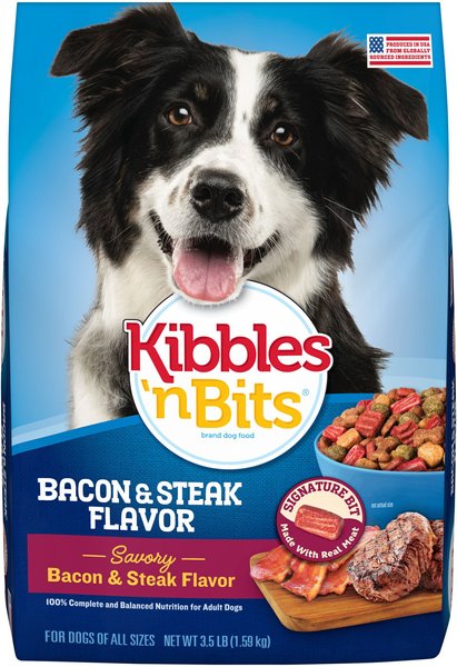 KIBBLES N BITS Bacon Steak Flavor Dry Dog Food 3.5 lb bag