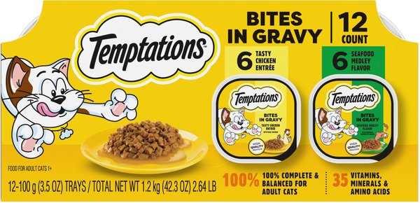 TEMPTATIONS Bites in Gravy Flavor Variety Wet Cat Food 3.5 oz