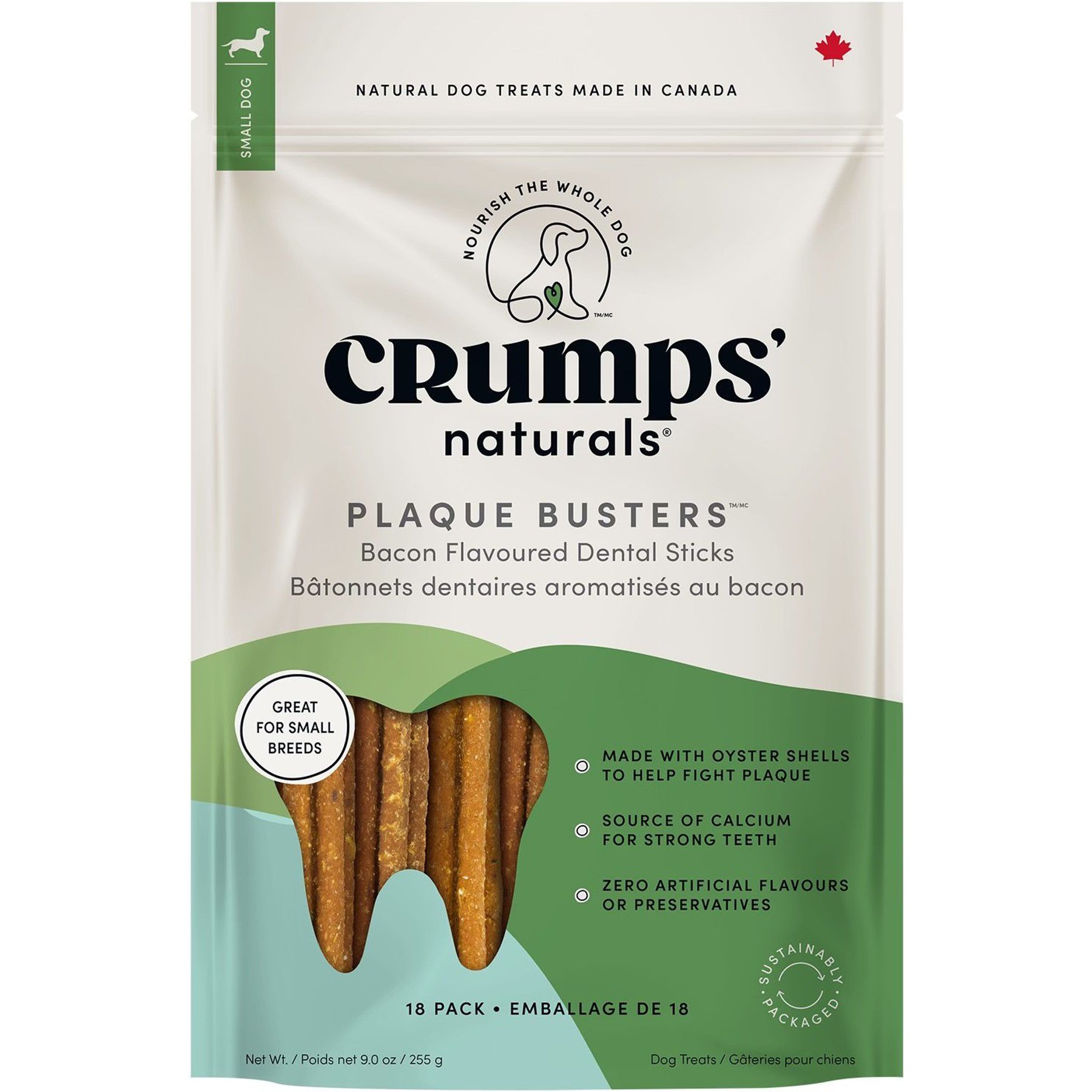 Crumps' Naturals Plaque Busters Dog Dental Treats, 9-oz bag, 18 count